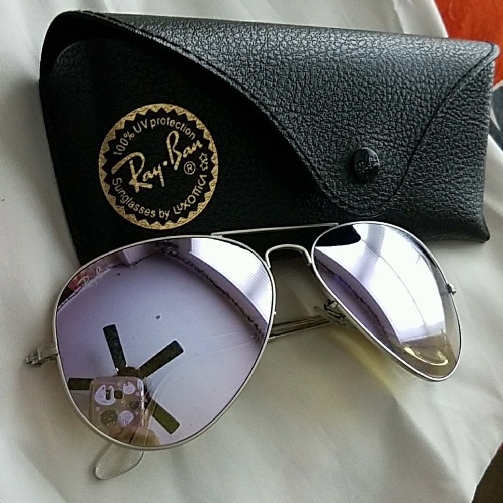 Authentic Ray-Ban Aviators - Purple/Silver